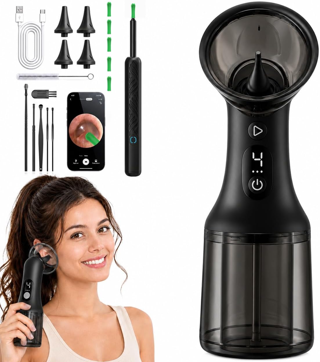 🔥Electric Ear Wax Removal Kit, Safe Gentle Ear Irrigation Cleaner Tool with 4 Pressure Settings, LED Display, IPX7 Waterproof Dual-Chamber Ear Care Device | Free Shipping