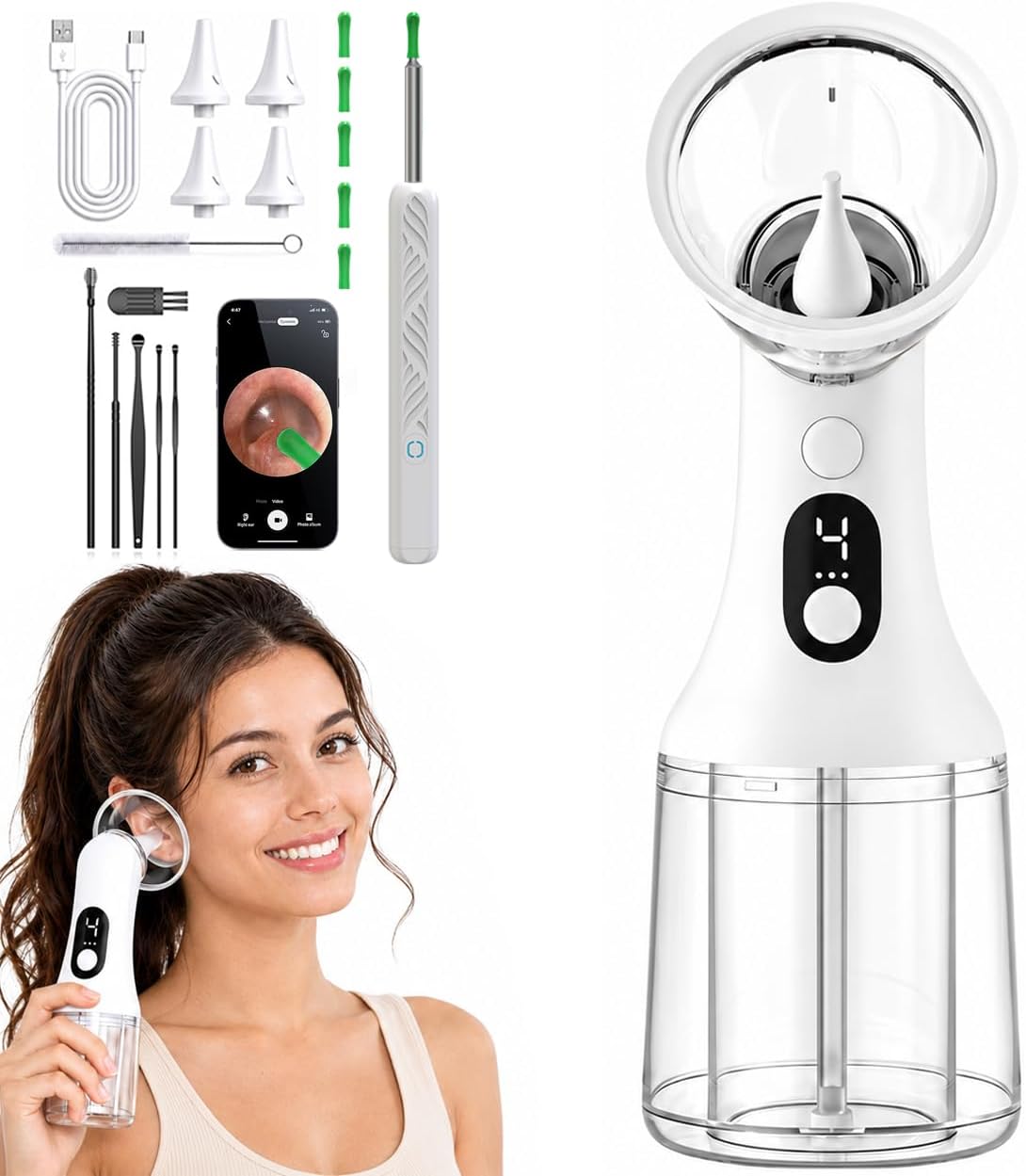 🔥Electric Ear Wax Removal Kit, Safe Gentle Ear Irrigation Cleaner Tool with 4 Pressure Settings, LED Display, IPX7 Waterproof Dual-Chamber Ear Care Device | Free Shipping