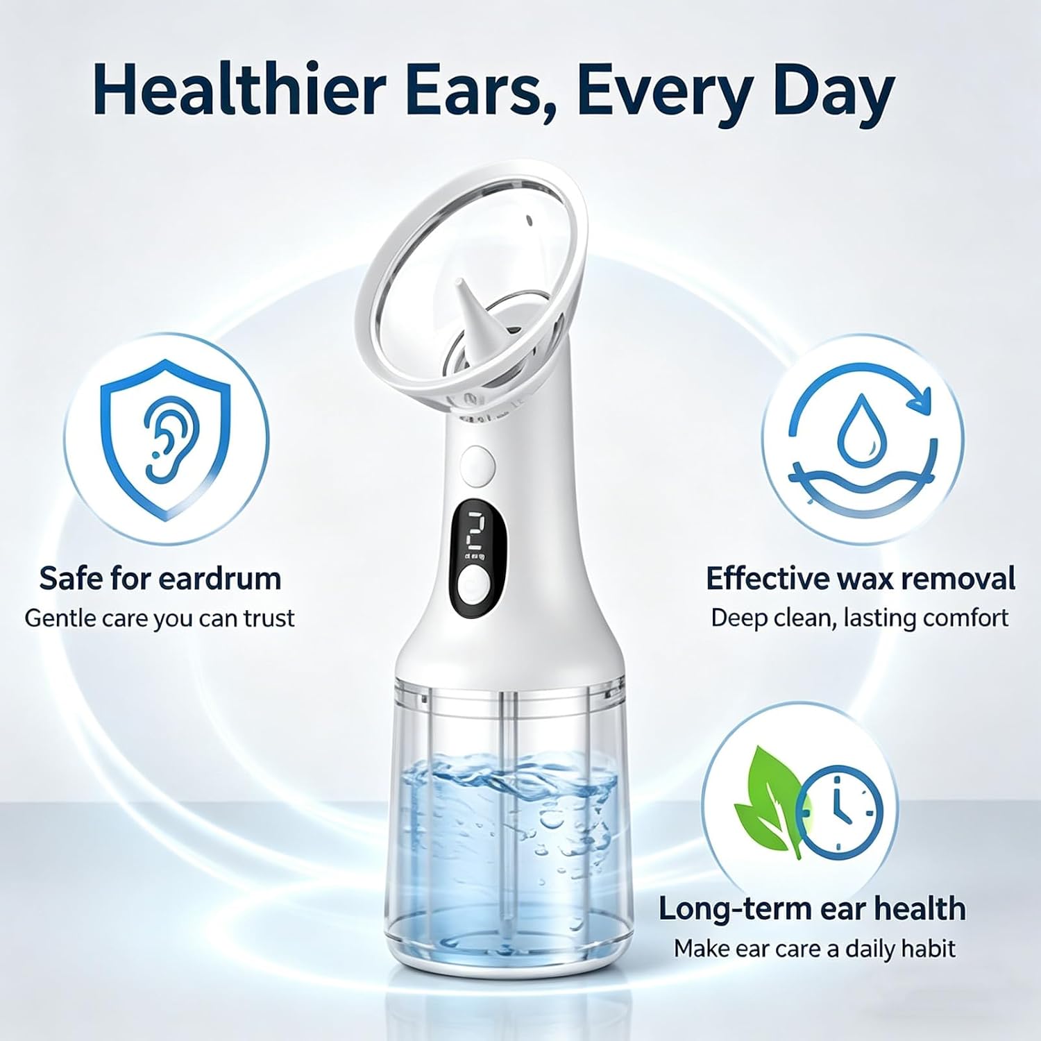 🔥Electric Ear Wax Removal Kit, Safe Gentle Ear Irrigation Cleaner Tool with 4 Pressure Settings, LED Display, IPX7 Waterproof Dual-Chamber Ear Care Device | Free Shipping